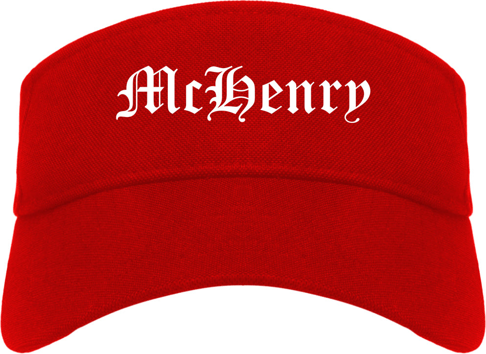 McHenry Illinois IL Old English Mens Visor Cap Hat Red
