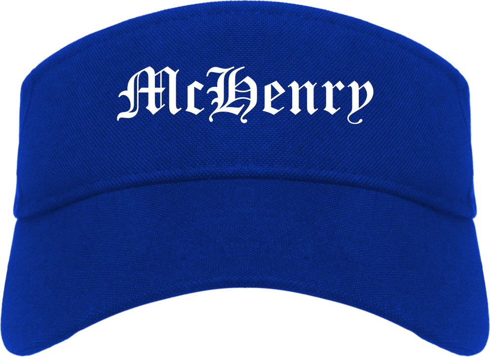 McHenry Illinois IL Old English Mens Visor Cap Hat Royal Blue