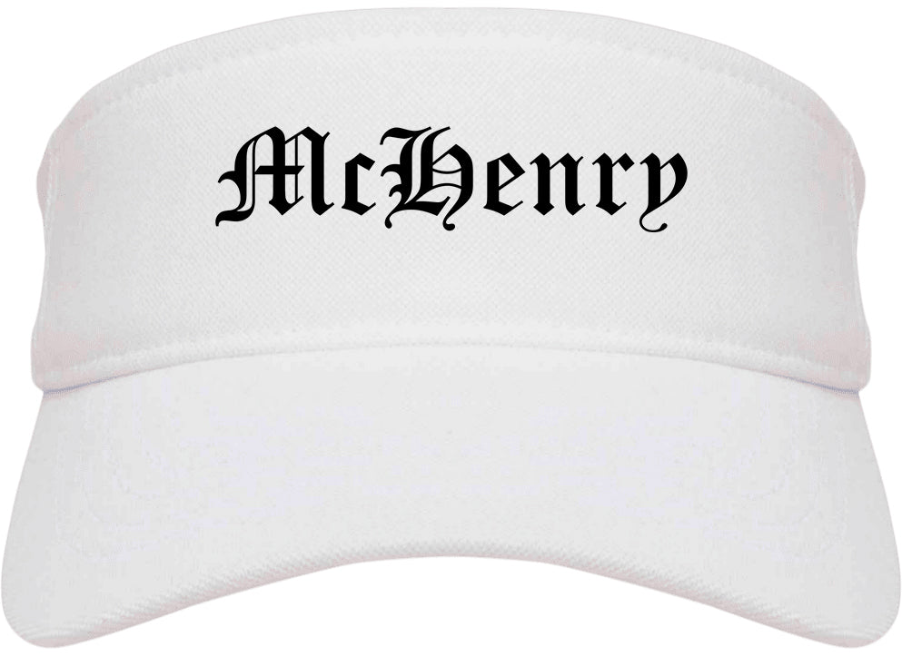 McHenry Illinois IL Old English Mens Visor Cap Hat White