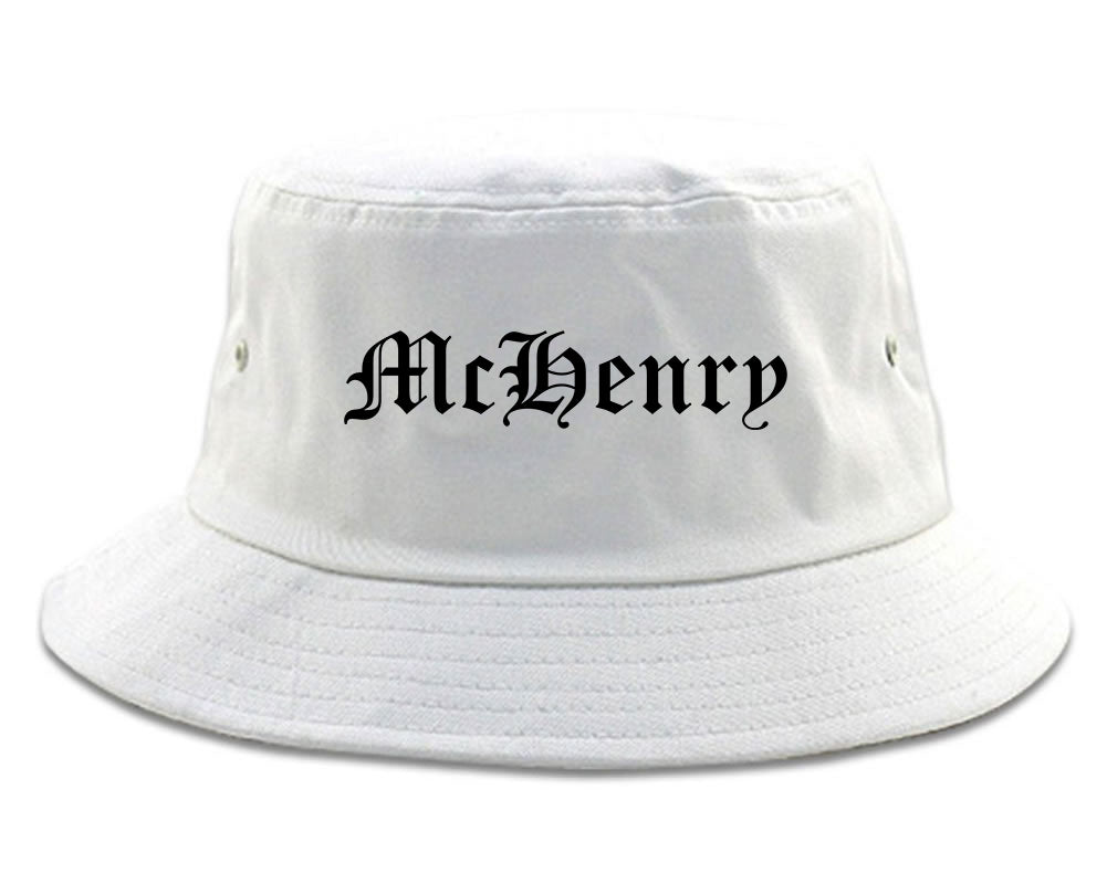 McHenry Illinois IL Old English Mens Bucket Hat White