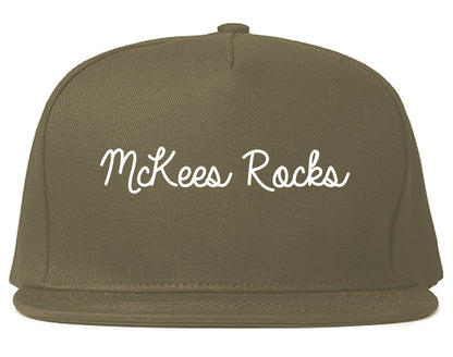 McKees Rocks Pennsylvania PA Script Mens Snapback Hat Grey