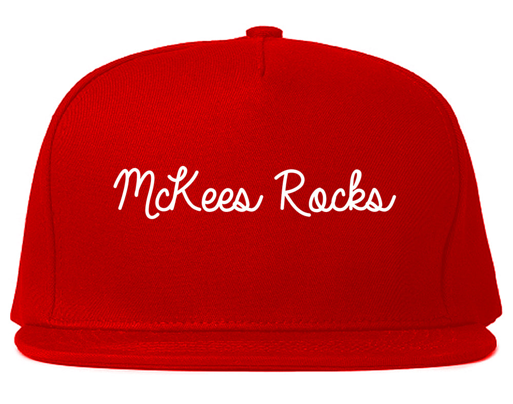 McKees Rocks Pennsylvania PA Script Mens Snapback Hat Red