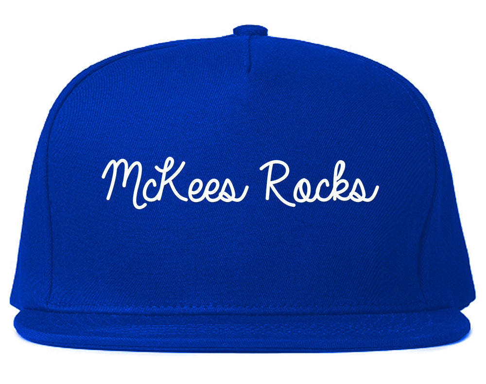 McKees Rocks Pennsylvania PA Script Mens Snapback Hat Royal Blue