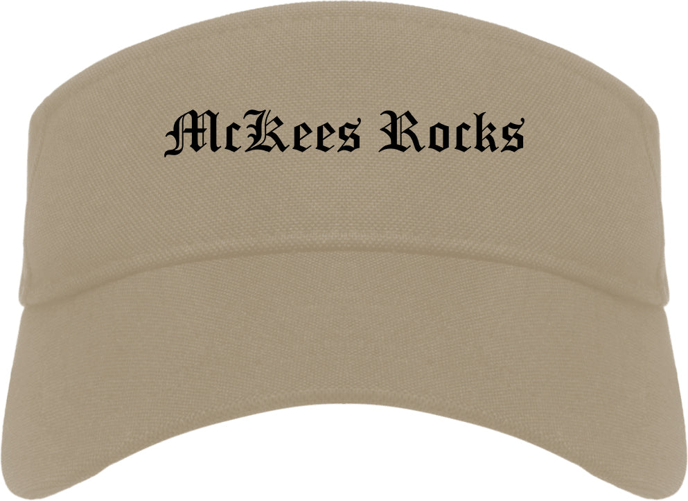 McKees Rocks Pennsylvania PA Old English Mens Visor Cap Hat Khaki