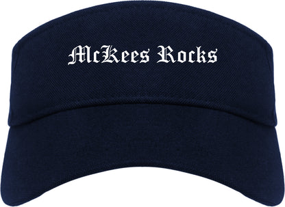 McKees Rocks Pennsylvania PA Old English Mens Visor Cap Hat Navy Blue