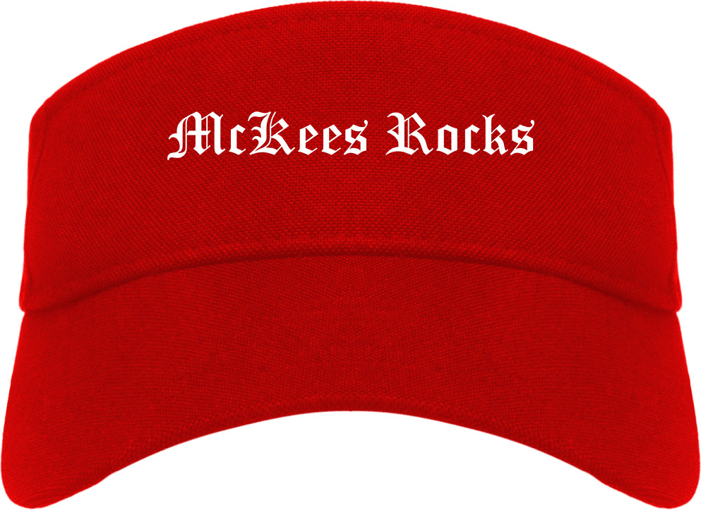 McKees Rocks Pennsylvania PA Old English Mens Visor Cap Hat Red