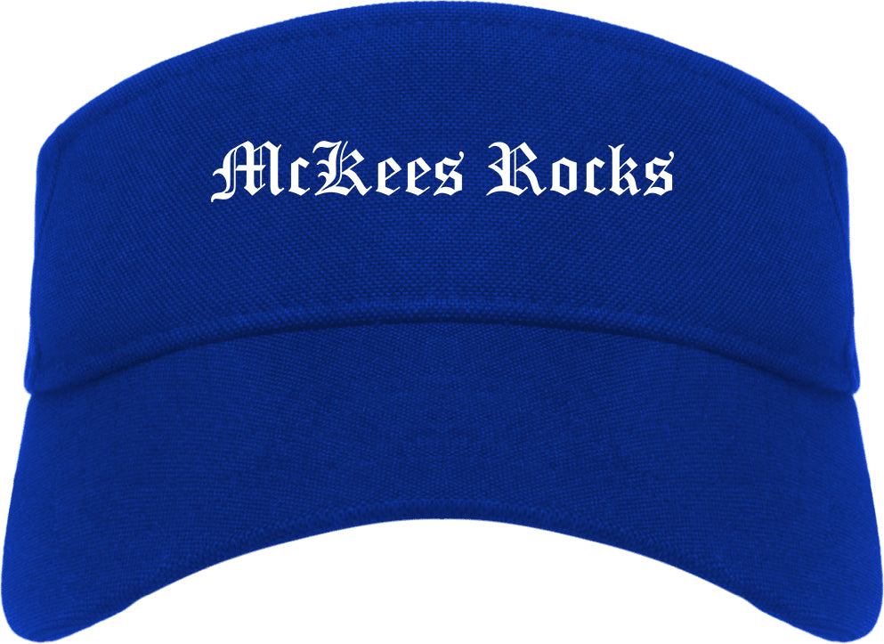 McKees Rocks Pennsylvania PA Old English Mens Visor Cap Hat Royal Blue
