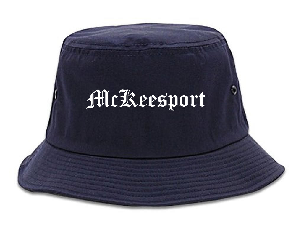 McKeesport Pennsylvania PA Old English Mens Bucket Hat Navy Blue