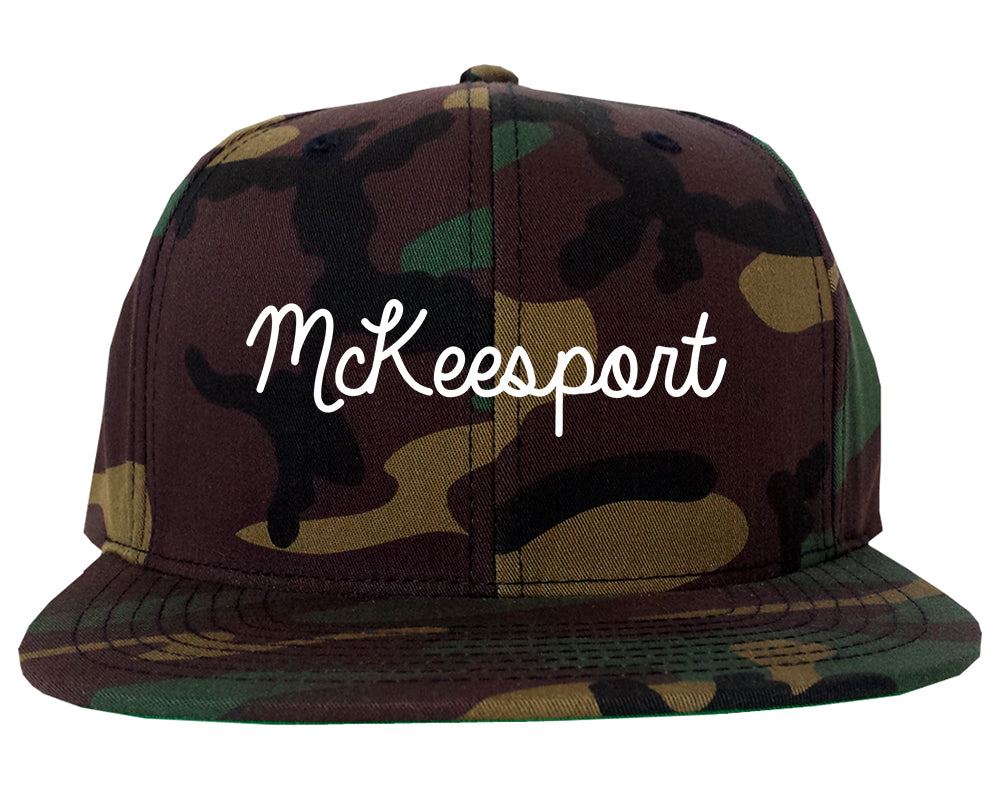 McKeesport Pennsylvania PA Script Mens Snapback Hat Army Camo