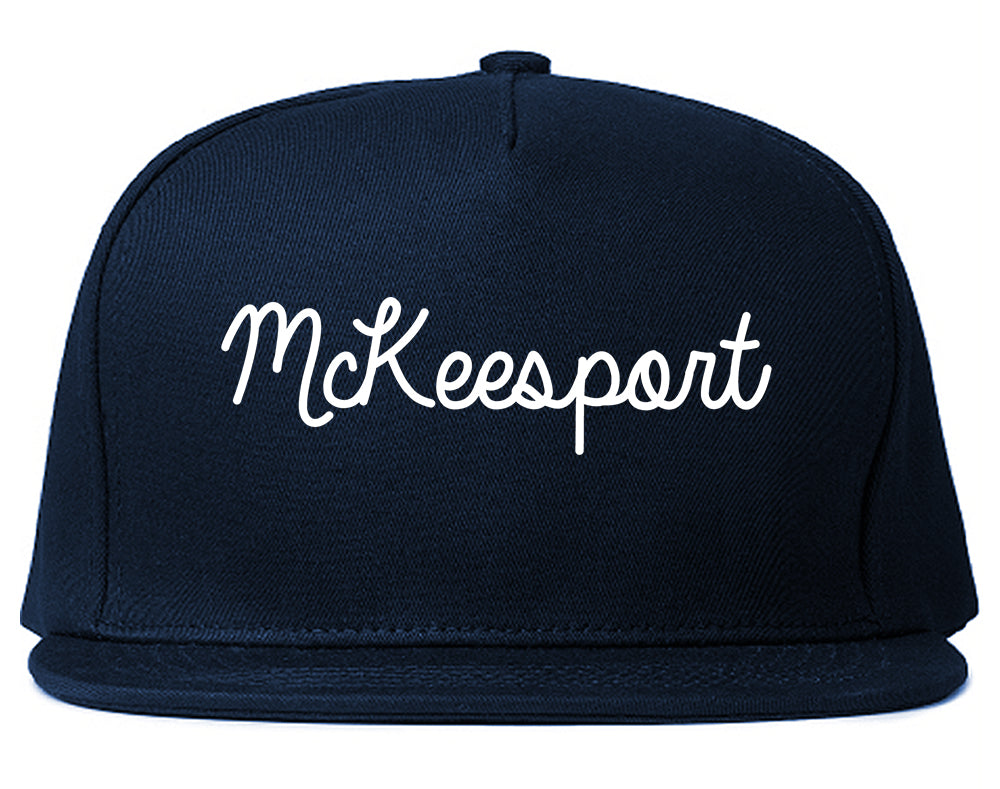 McKeesport Pennsylvania PA Script Mens Snapback Hat Navy Blue
