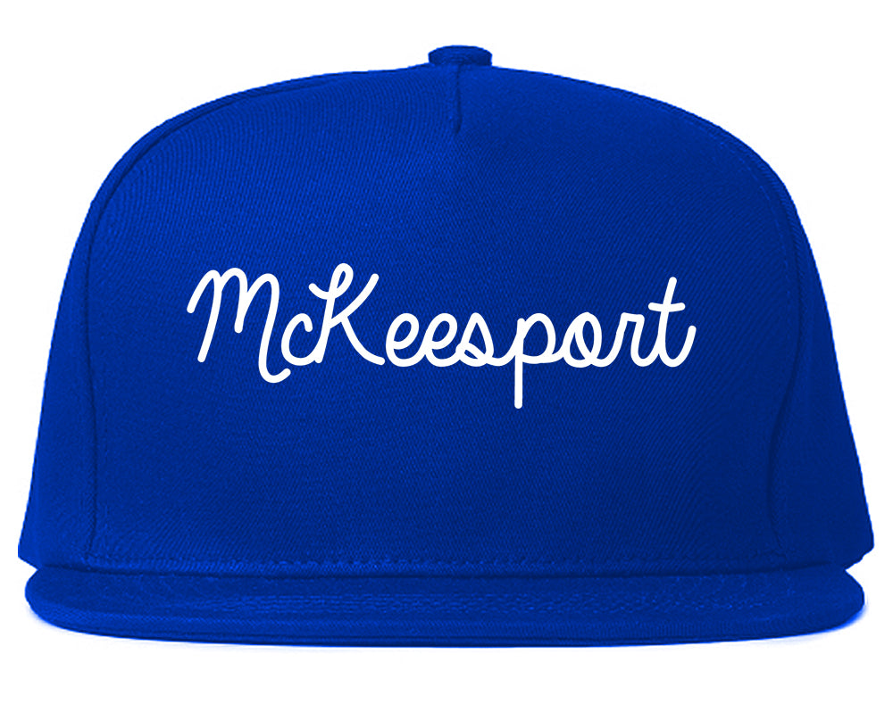 McKeesport Pennsylvania PA Script Mens Snapback Hat Royal Blue