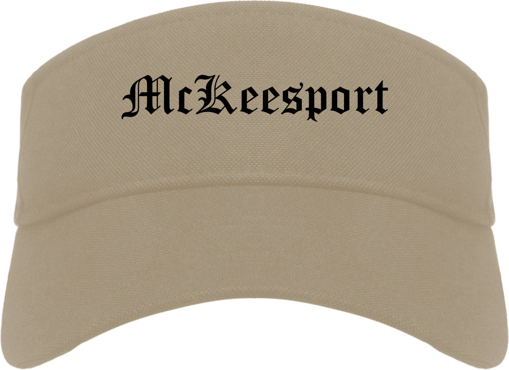 McKeesport Pennsylvania PA Old English Mens Visor Cap Hat Khaki