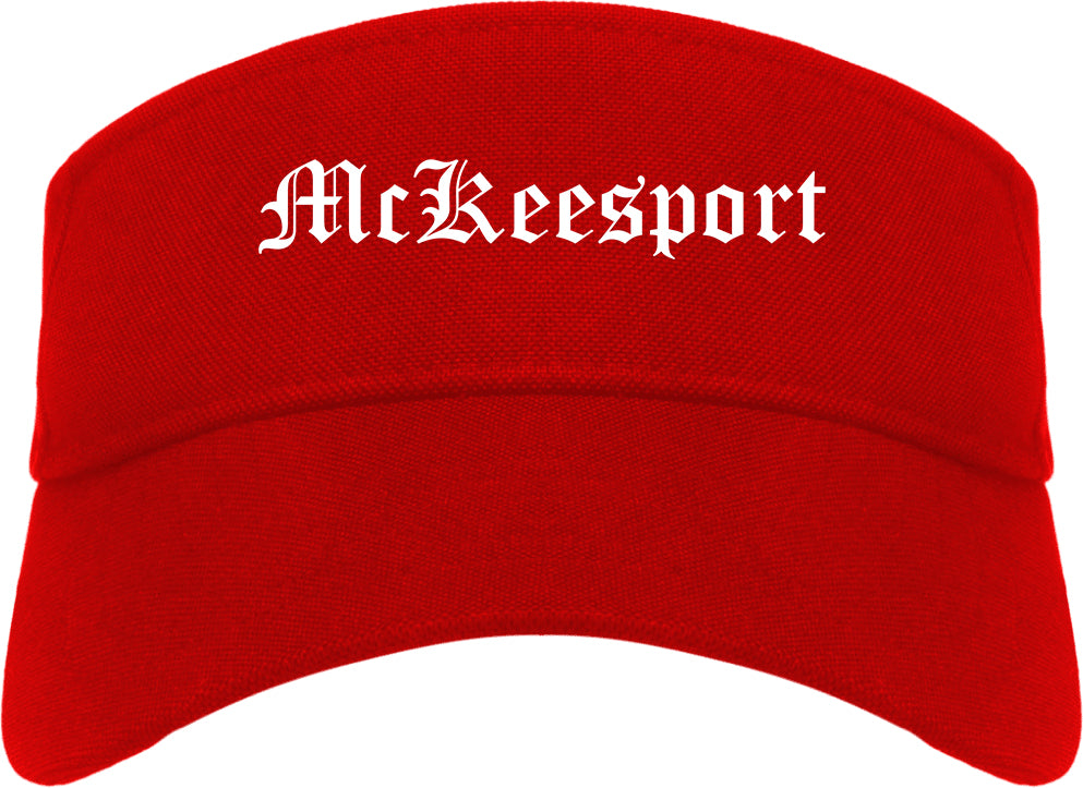 McKeesport Pennsylvania PA Old English Mens Visor Cap Hat Red
