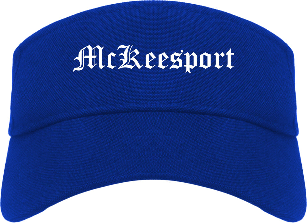 McKeesport Pennsylvania PA Old English Mens Visor Cap Hat Royal Blue