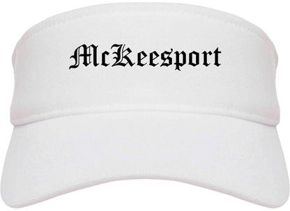 McKeesport Pennsylvania PA Old English Mens Visor Cap Hat White