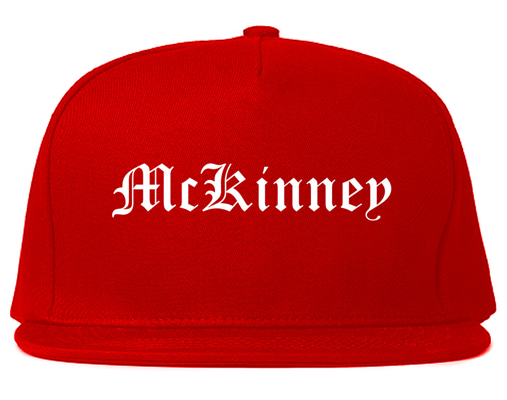 McKinney Texas TX Old English Mens Snapback Hat Red