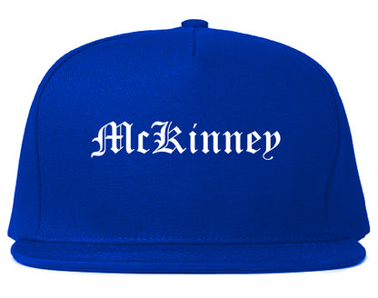 McKinney Texas TX Old English Mens Snapback Hat Royal Blue