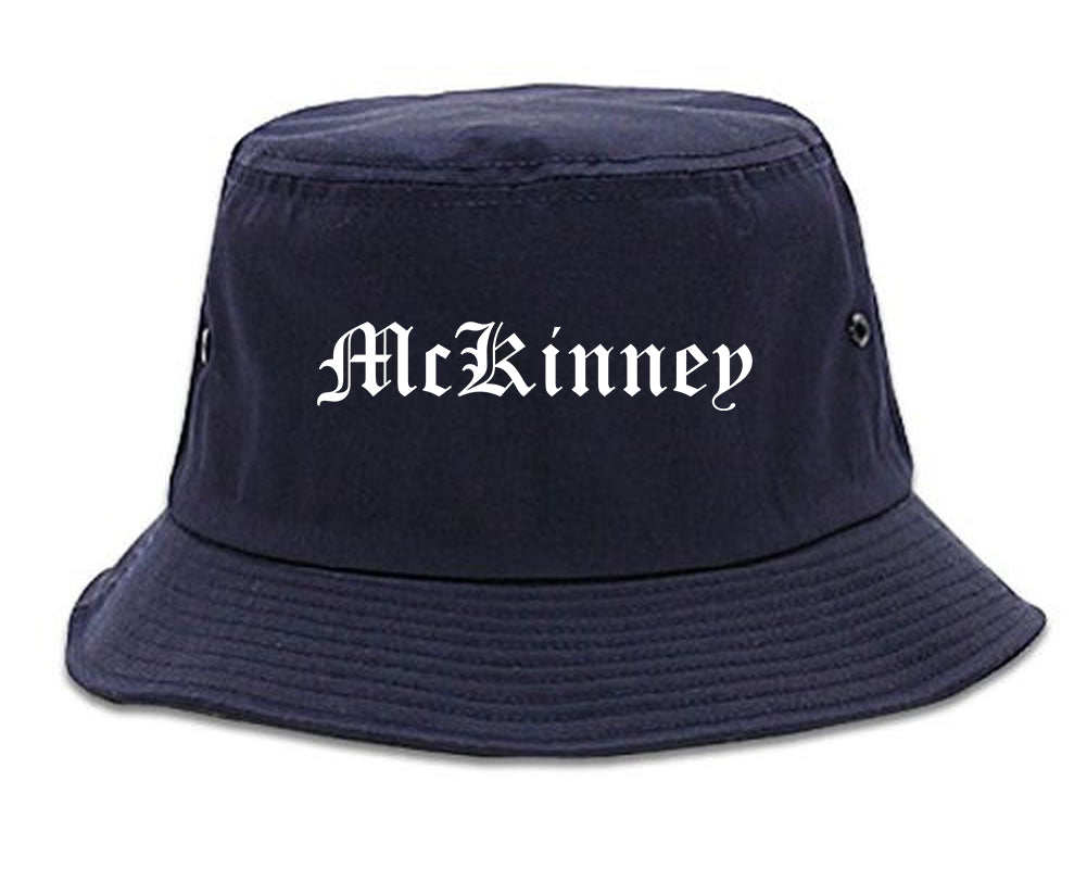 McKinney Texas TX Old English Mens Bucket Hat Navy Blue