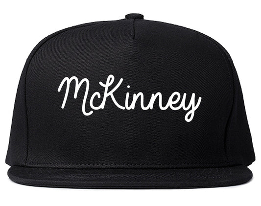 McKinney Texas TX Script Mens Snapback Hat Black