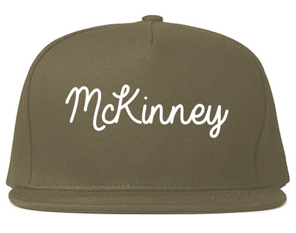 McKinney Texas TX Script Mens Snapback Hat Grey