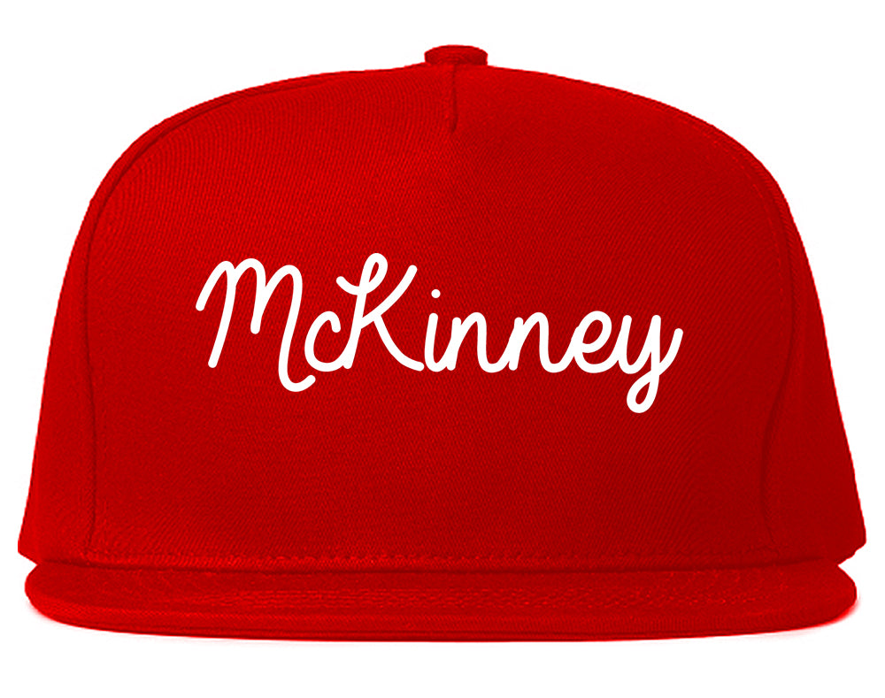 McKinney Texas TX Script Mens Snapback Hat Red