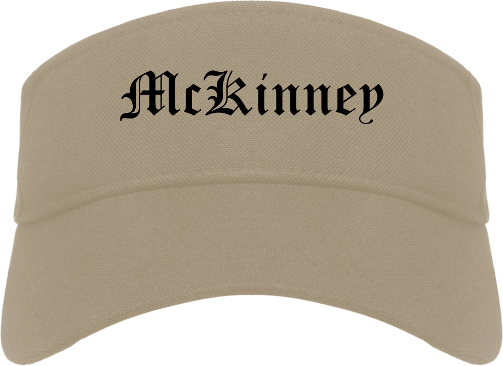 McKinney Texas TX Old English Mens Visor Cap Hat Khaki