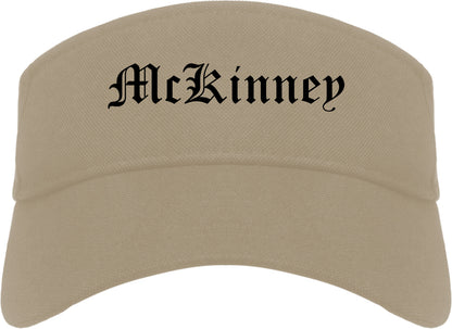 McKinney Texas TX Old English Mens Visor Cap Hat Khaki