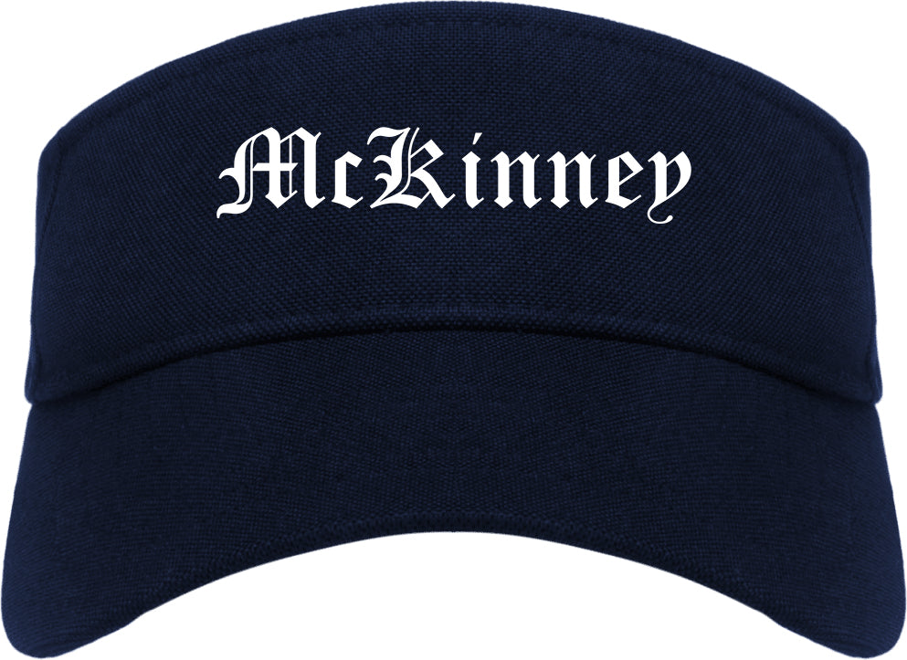 McKinney Texas TX Old English Mens Visor Cap Hat Navy Blue