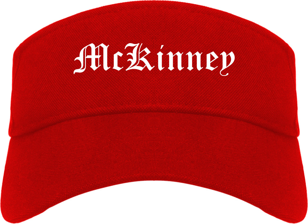 McKinney Texas TX Old English Mens Visor Cap Hat Red