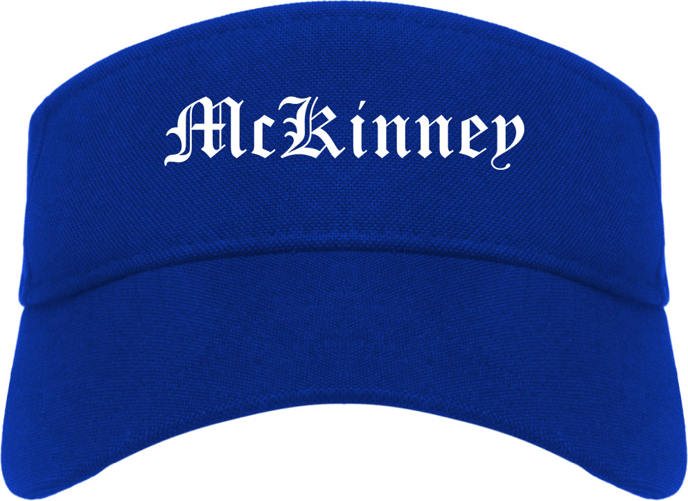McKinney Texas TX Old English Mens Visor Cap Hat Royal Blue