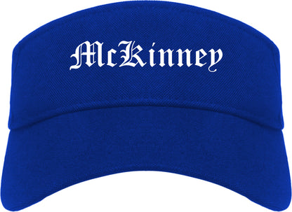 McKinney Texas TX Old English Mens Visor Cap Hat Royal Blue