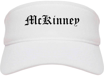 McKinney Texas TX Old English Mens Visor Cap Hat White