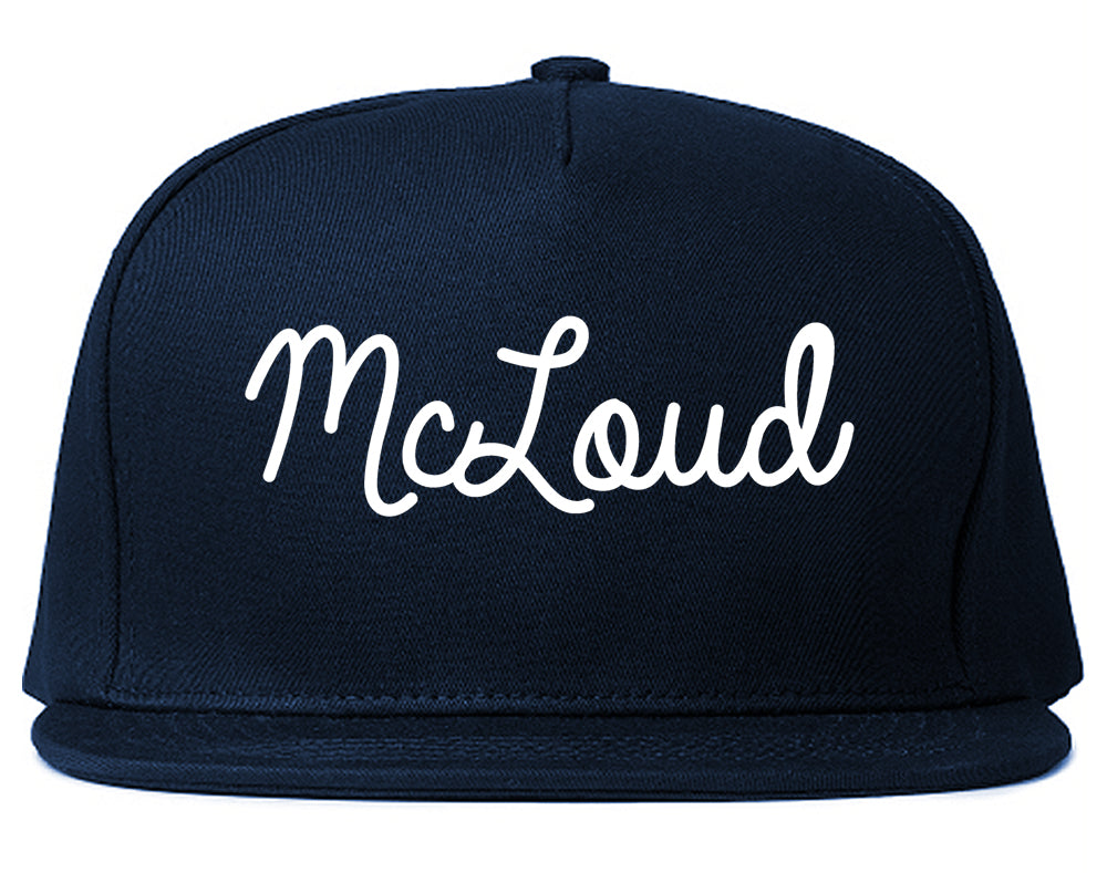 McLoud Oklahoma OK Script Mens Snapback Hat Navy Blue