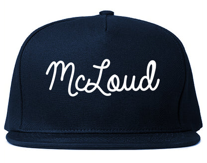 McLoud Oklahoma OK Script Mens Snapback Hat Navy Blue