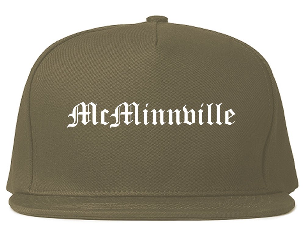 McMinnville Oregon OR Old English Mens Snapback Hat Grey