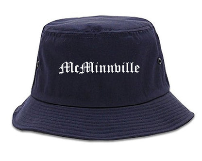 McMinnville Oregon OR Old English Mens Bucket Hat Navy Blue