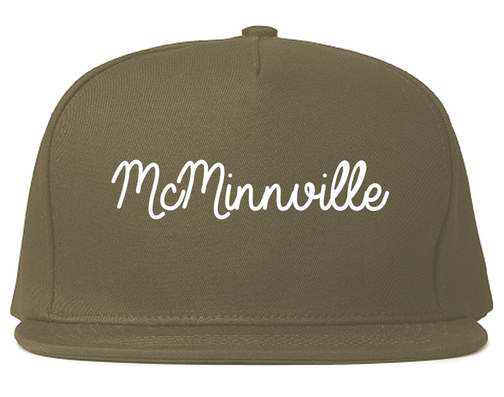 McMinnville Oregon OR Script Mens Snapback Hat Grey