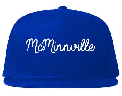 McMinnville Oregon OR Script Mens Snapback Hat Royal Blue