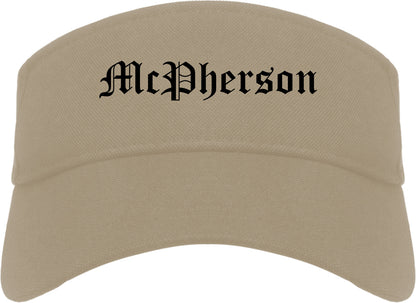 McPherson Kansas KS Old English Mens Visor Cap Hat Khaki