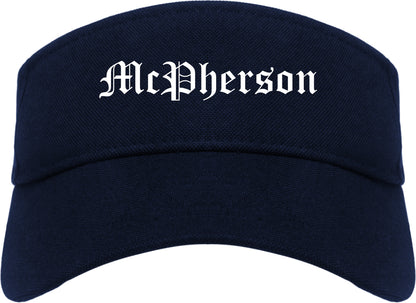 McPherson Kansas KS Old English Mens Visor Cap Hat Navy Blue