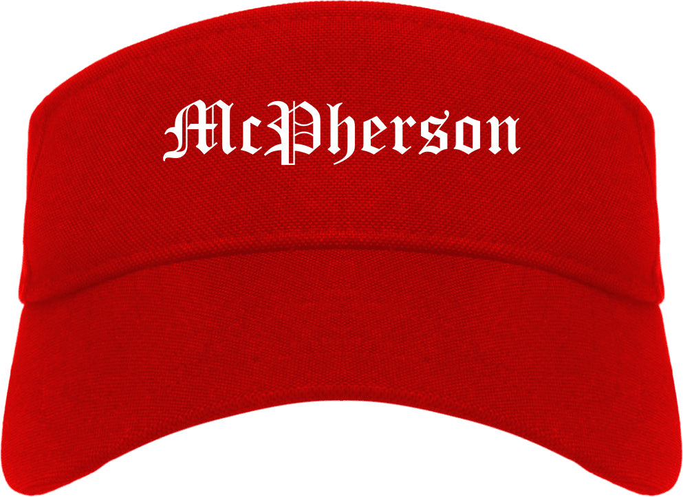 McPherson Kansas KS Old English Mens Visor Cap Hat Red