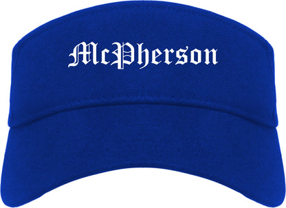 McPherson Kansas KS Old English Mens Visor Cap Hat Royal Blue