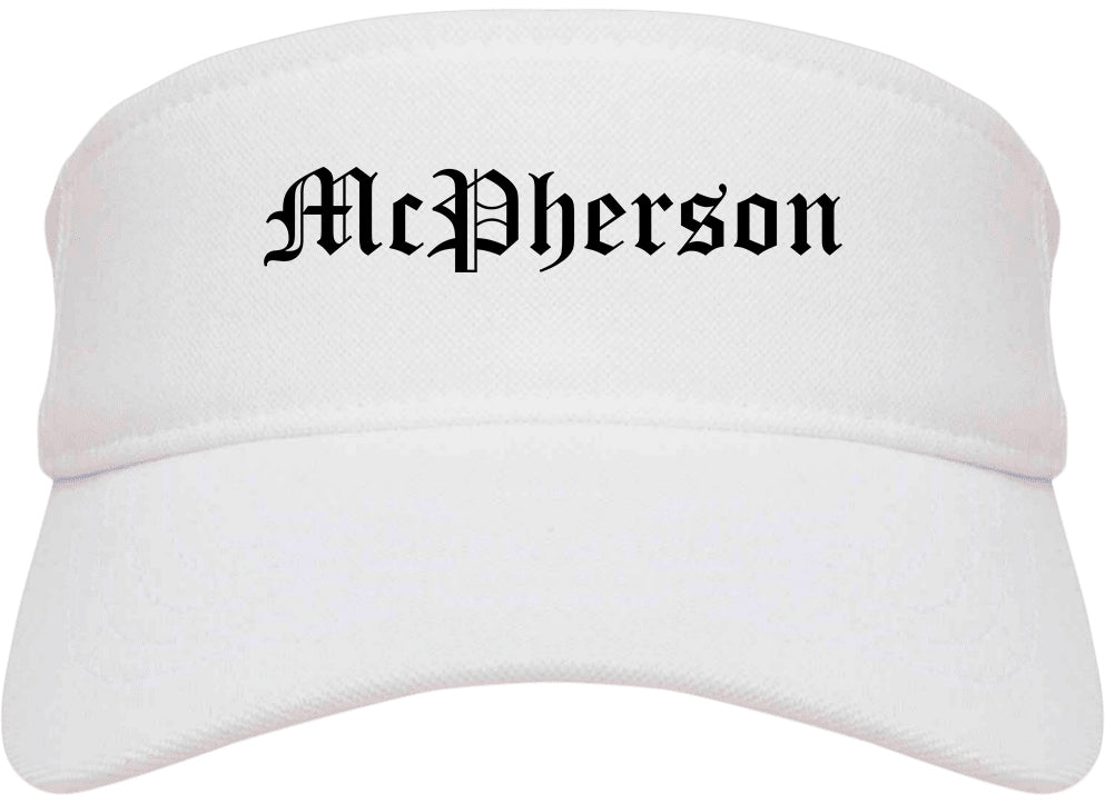 McPherson Kansas KS Old English Mens Visor Cap Hat White