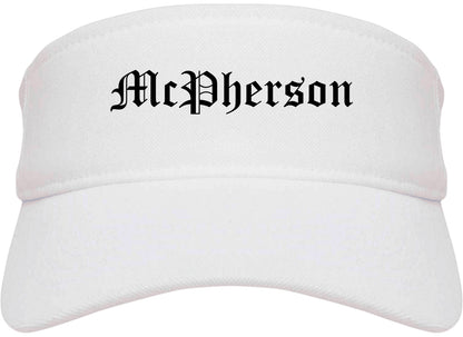 McPherson Kansas KS Old English Mens Visor Cap Hat White