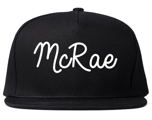 McRae Georgia GA Script Mens Snapback Hat Black
