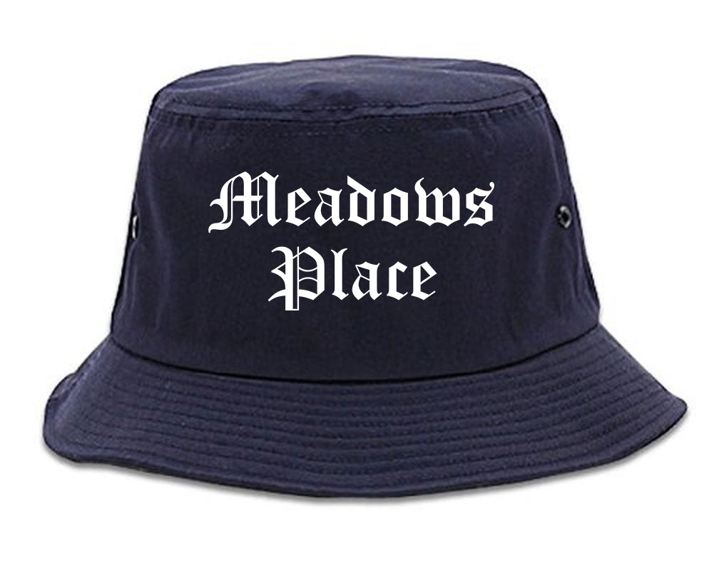 Meadows Place Texas TX Old English Mens Bucket Hat Navy Blue
