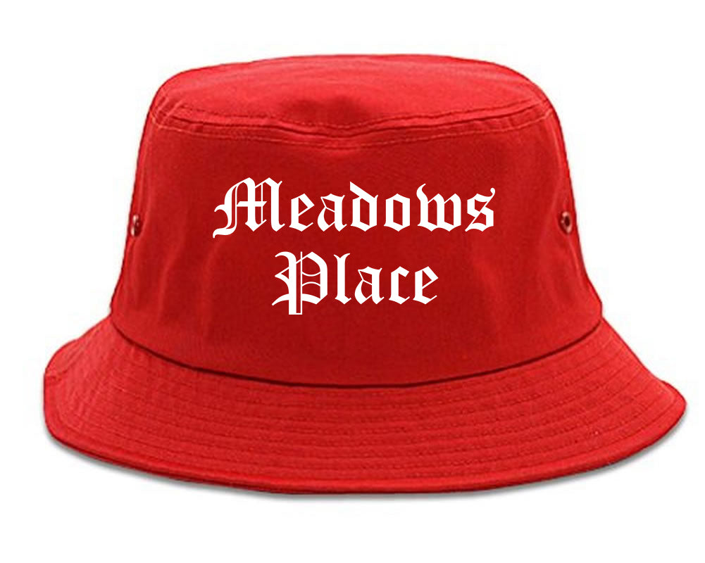 Meadows Place Texas TX Old English Mens Bucket Hat Red