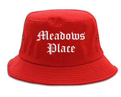 Meadows Place Texas TX Old English Mens Bucket Hat Red