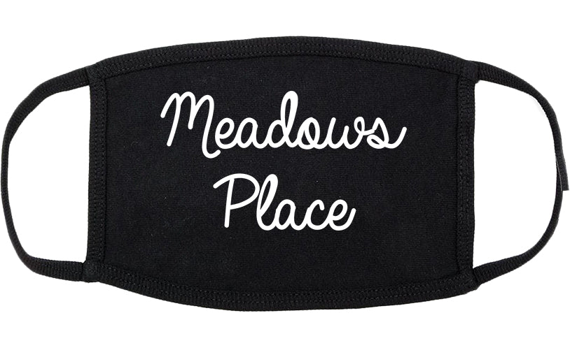 Meadows Place Texas TX Script Cotton Face Mask Black