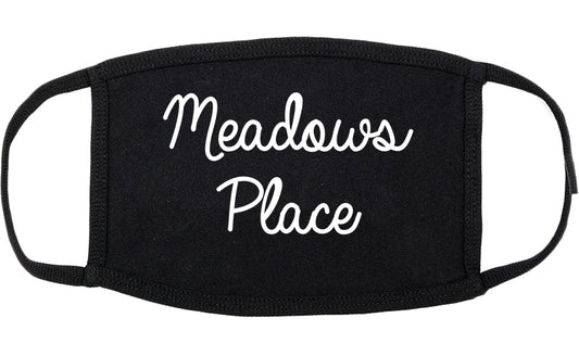 Meadows Place Texas TX Script Cotton Face Mask Black